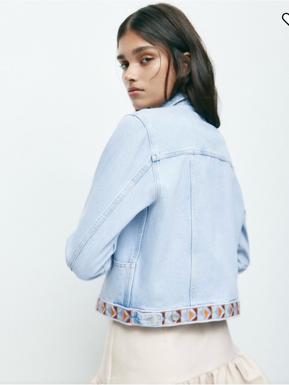 NWT (P-25/XXL) H&M Embroidered-Detail Denim Jacket - Picture 4 of 9